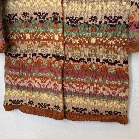 Sundance Fair Isle Sweater Cardigan Womens Small Multicolor Nordic Shawl Collar - Picture 4 of 7